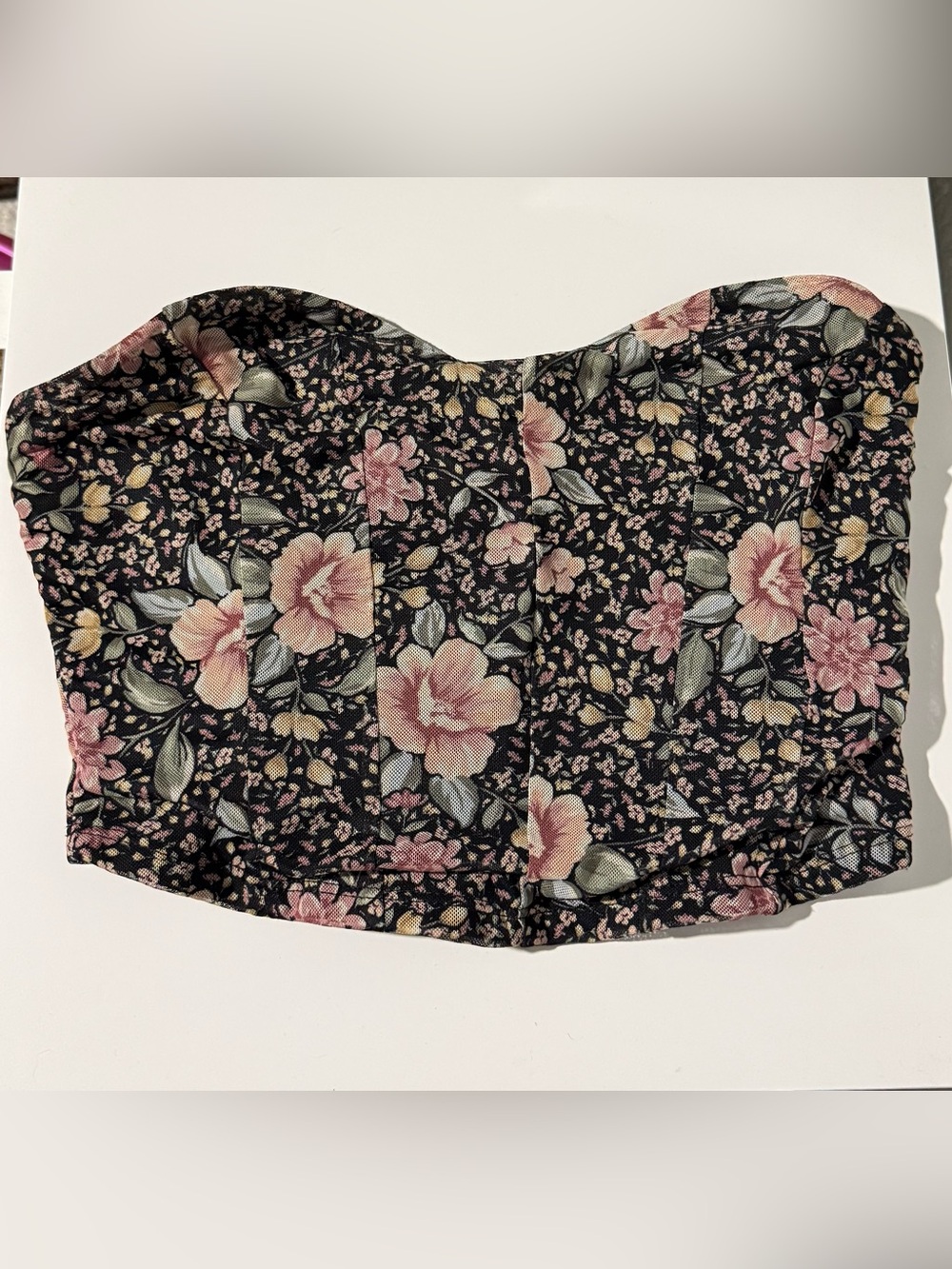 Altar’d state size small romantic black rose mesh fabric corset-style tube top